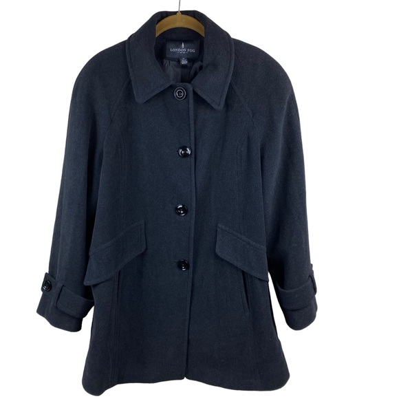 London Fog Coat Wool Blend Black Women’s Size Medium - Picture 1 of 12